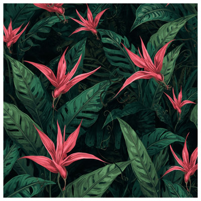 Coussins décoratifs roses à motif de fleurs tropicales
