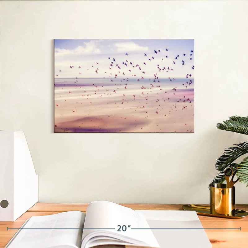 Corbeau d'oiseaux et ciel abstrait, H 8 po x l 12 po