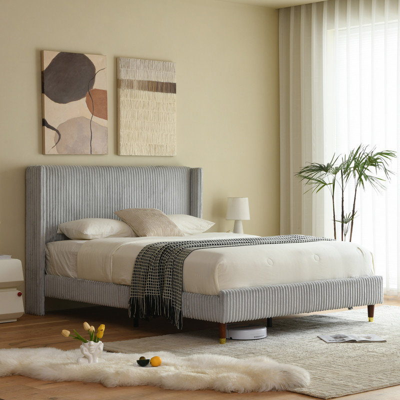 Upholstered Bed, Single (3'), Grey