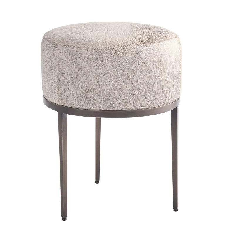 Urban Stool w/Hair-on-Hide, Antique Gunmetal/Gray