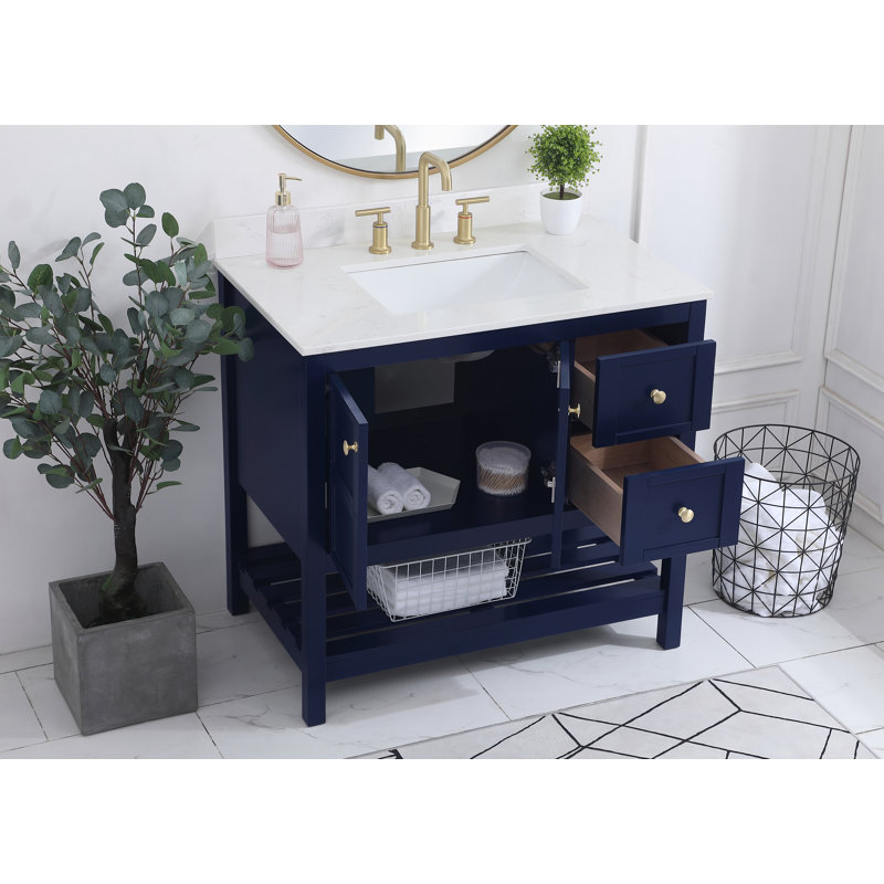 Krish 36'' Single Bathroom Vanity with Top, Blue