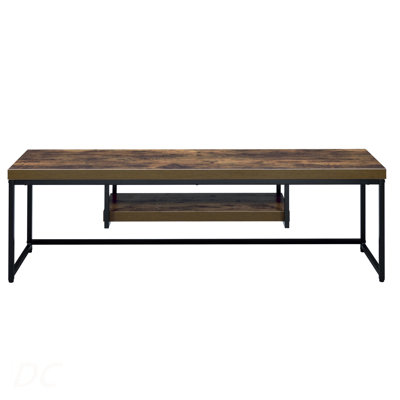 Weathered Oak And Black 1-Shelf TV Stand