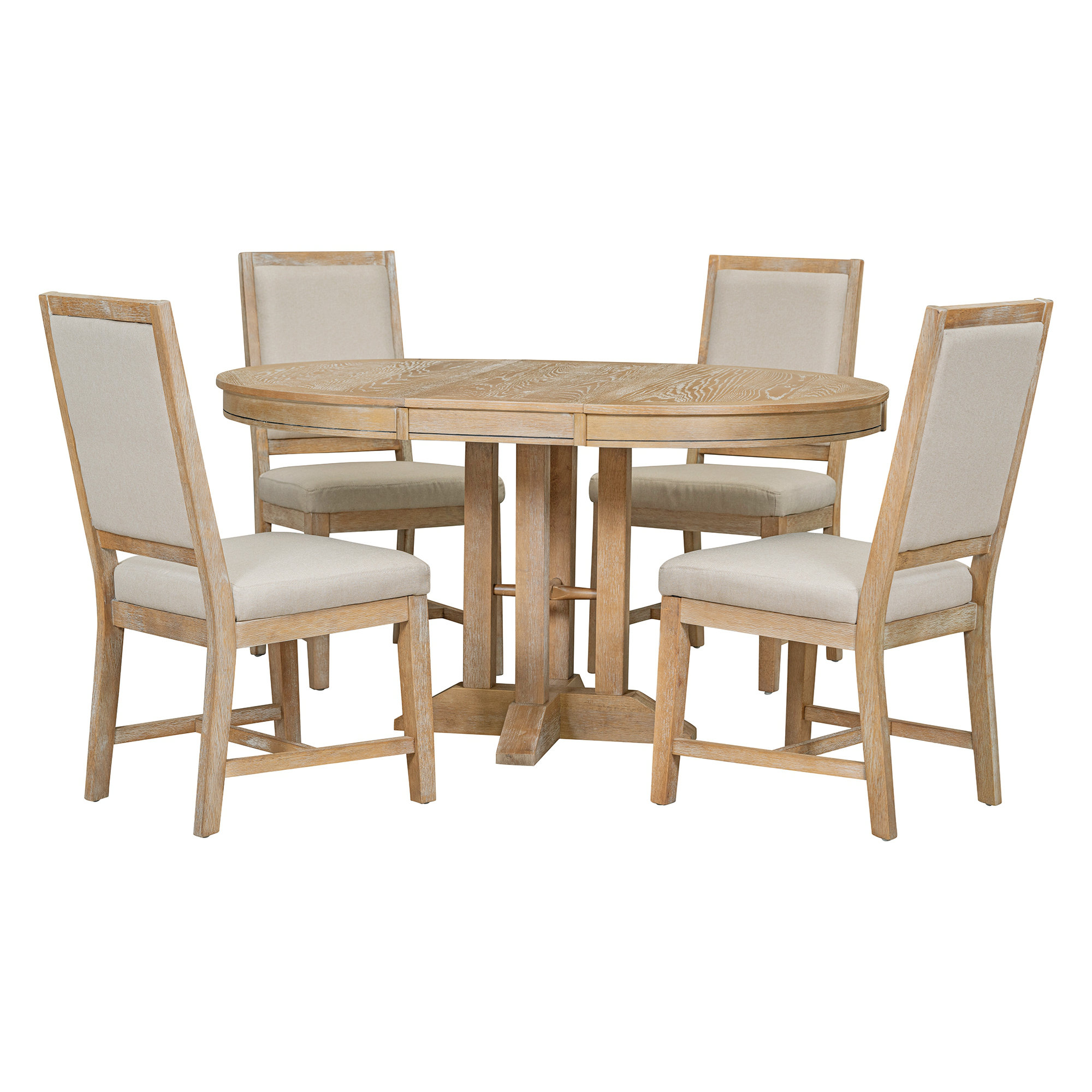 August Grove TREXM 5-Piece Dining Set Extendable Round Table and 4 ...