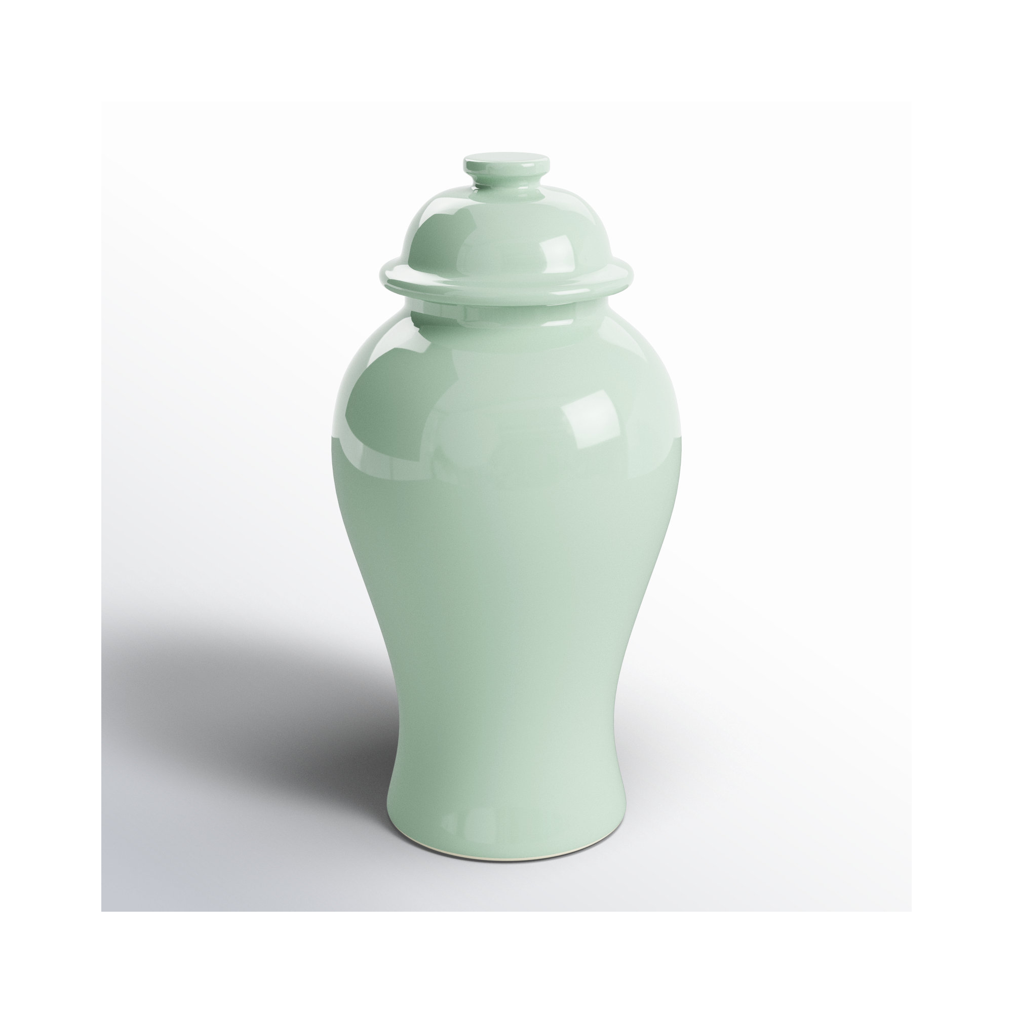 Ricki Ceramic Ginger Jar, 16.5", Green