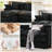 Black Chenille Modular Sectional Sofa, Double Layer Support Couch with 5 Pillows & Side Storage Pocket,Movable Ottoman-1274976950