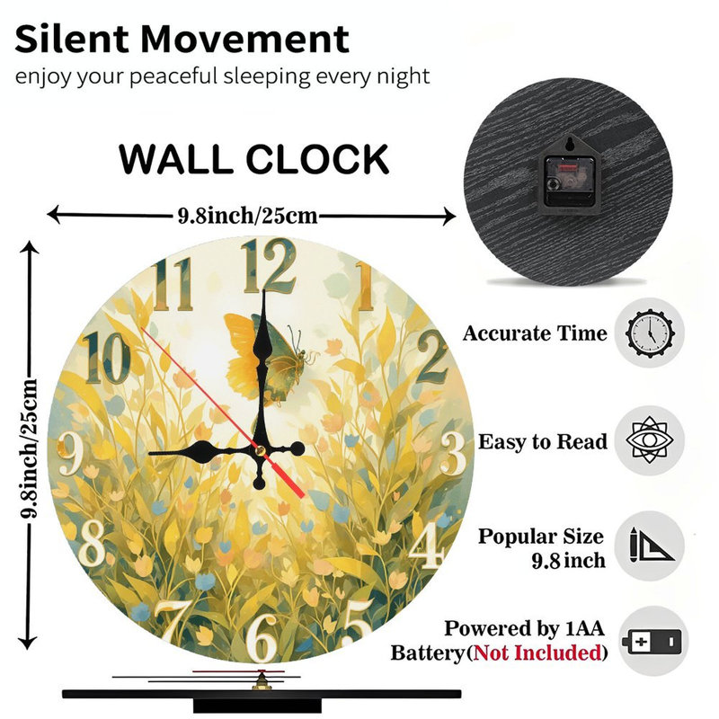 Horloge murale décorative papillon