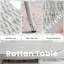 Table de salle à manger d'extérieur en rotin 4 places - Structure en aluminium antirouille, verre trempé de 5 mm et trou pour parasol, table de patio facile à assembler pour terrasse