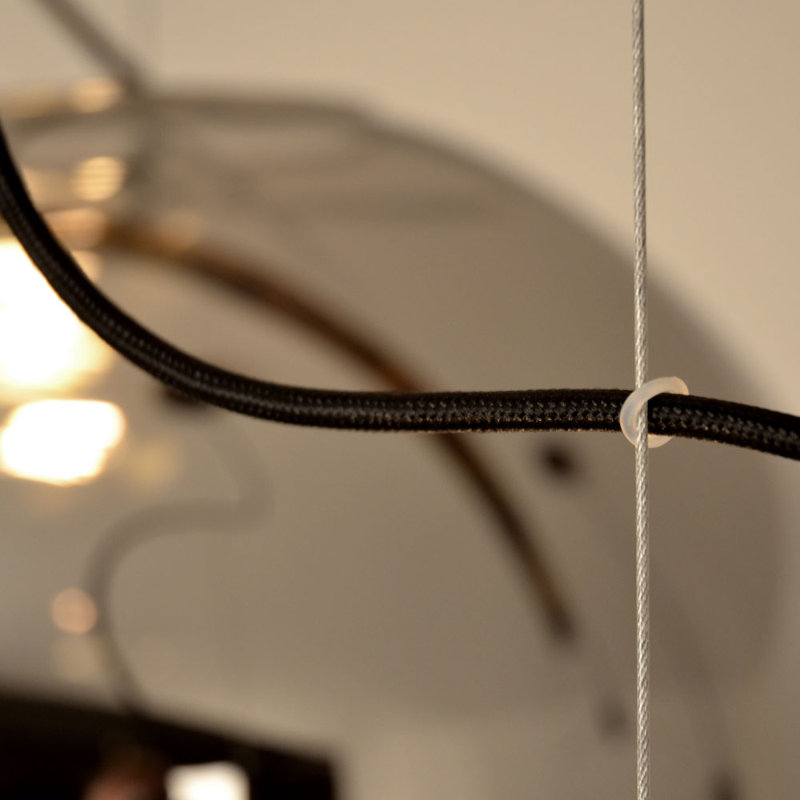 Sphere 1 -Light Globe Pendant, Black/Smoke, 220cm H x 50cm W x 50cm D