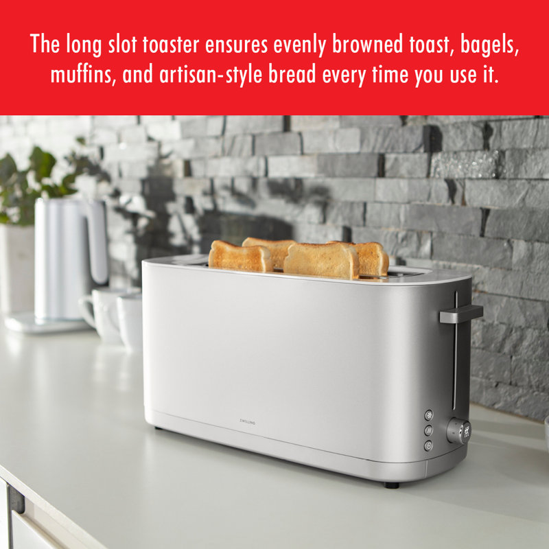 Zwilling J.A. Henckels 4 Slice Long Slot Enfinigy Cool Touch Toaster, Silver