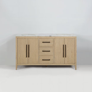 Alsup 60" Double Bathroom Vanity with Carrara Marble Top