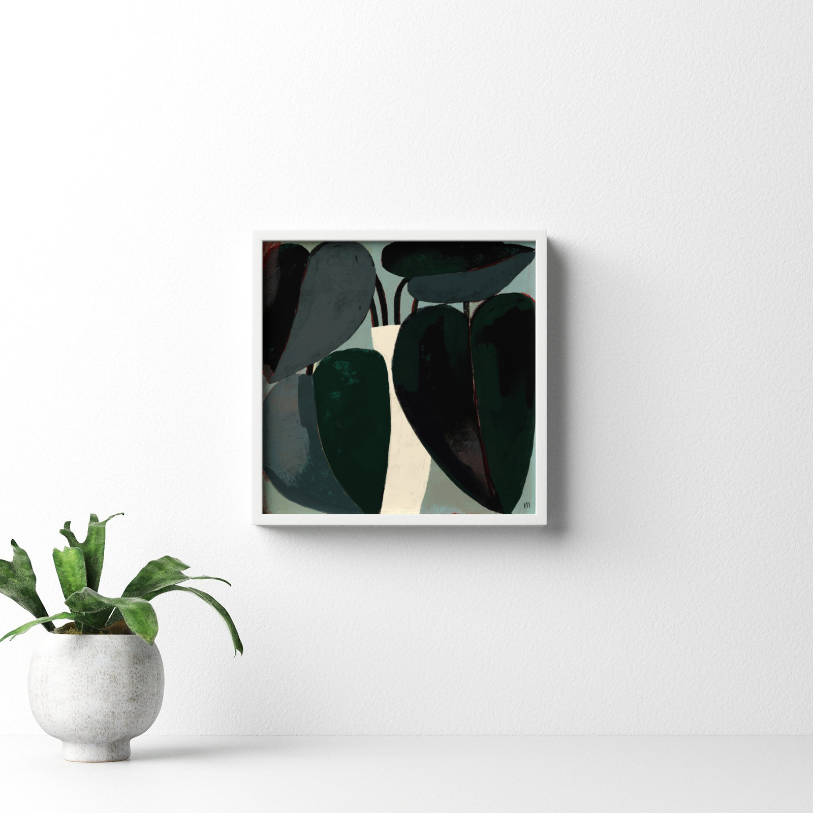 Fall Plant by StudioM, 16" H x 16" W x 1.25" D, White