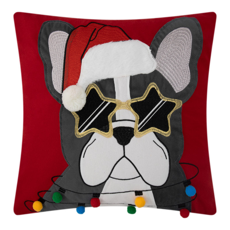 Housse de coussin décoratif pour chien Hiver Noël, taie d'oreiller 18 x 18 po