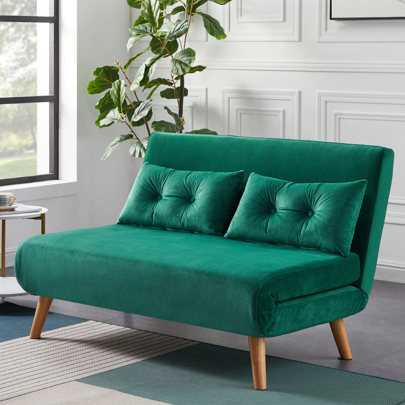 Donlon 2 Seater Velvet Sofa Bed, Green Velvet