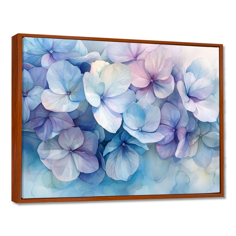 Indae hortensia à l'aquarelle, encre mauve II - hortensia, art mural, H 30 po x l 40 po, Brun