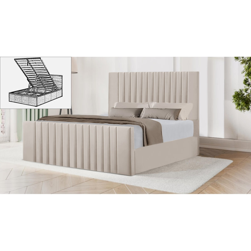 Bastri Storage Bed, Double (135 x 190 cm), Cream