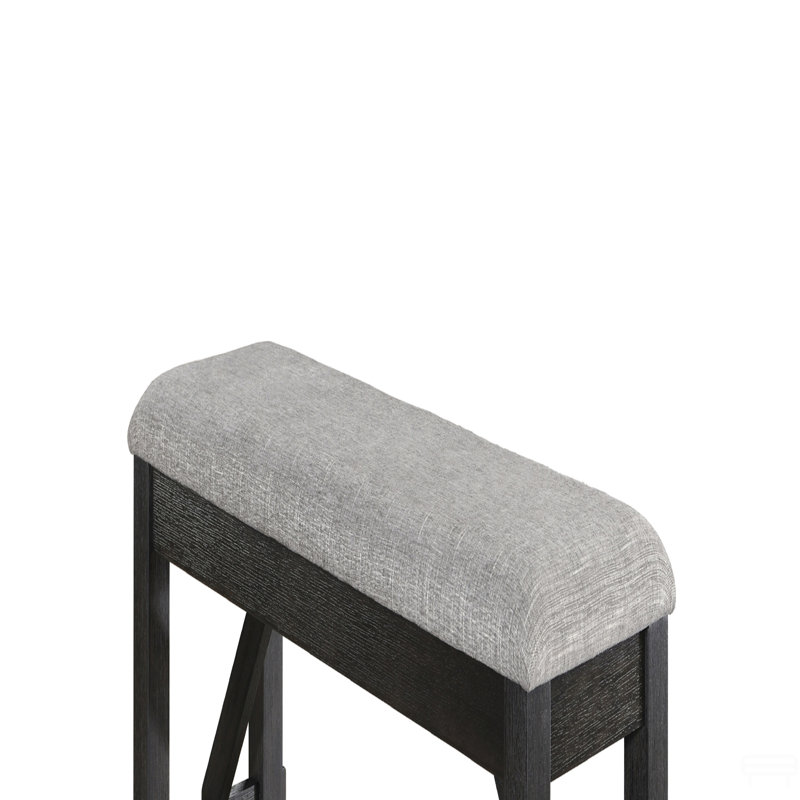 1Pc Upholstered Seat Wheat Charcoal Finish Bench