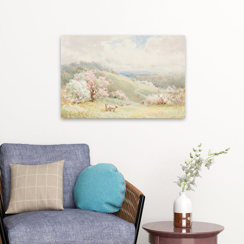 Printemps, art pastoral contemporain, H 16 po x l 24 po