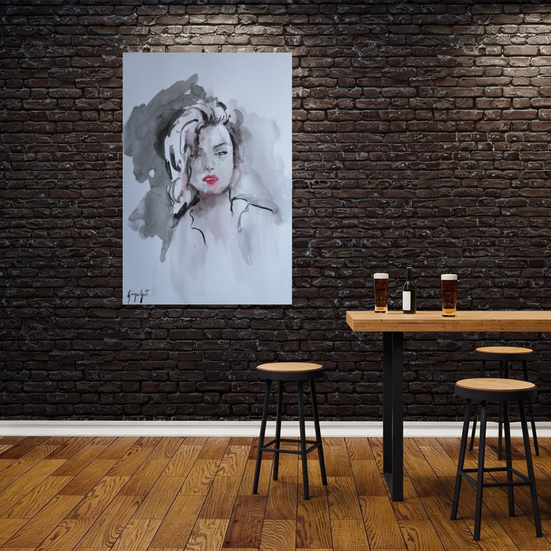Reproduction d'art mural abstrait rouge contemporain, 60" H x 40" W