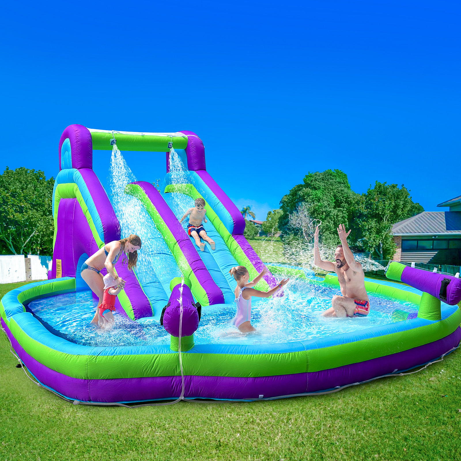 Vancen Industrial Limited Inflatable Double Water Slide With Climbing ...