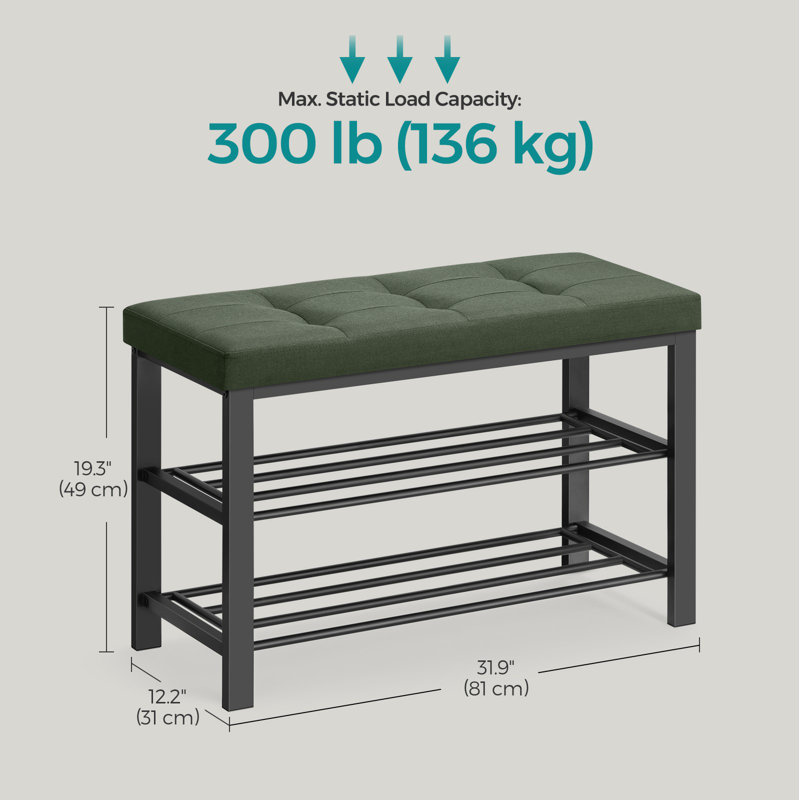 Shoe Storage Bench, Forest Green/Ink Black