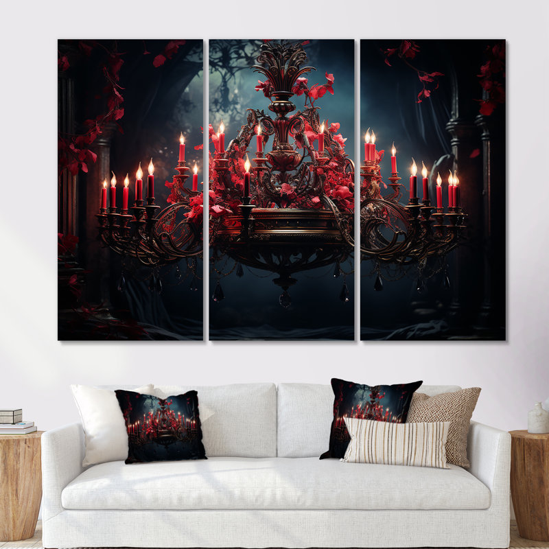 Lustre rouge gothique Grace - art mural lustre, Toile tendue, H 28 po x l 36 po x P 1 po