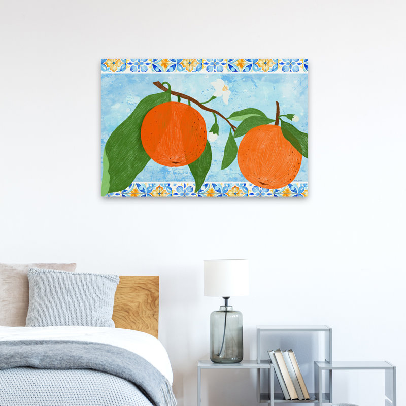 Carreaux et oranges II, H 36 po x l 24 po