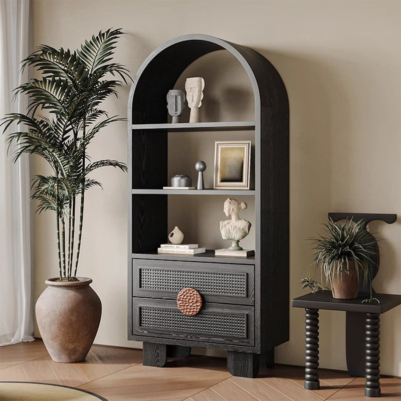 Noir massif + vitrines en bois manufacturé