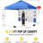 CROWN SHADES 10 Ft. W x 10 Ft. D Steel Pop-Up Canopy with Center Lock, Storage Pocket Sidewall, and Carry Bag, Blue-108162903