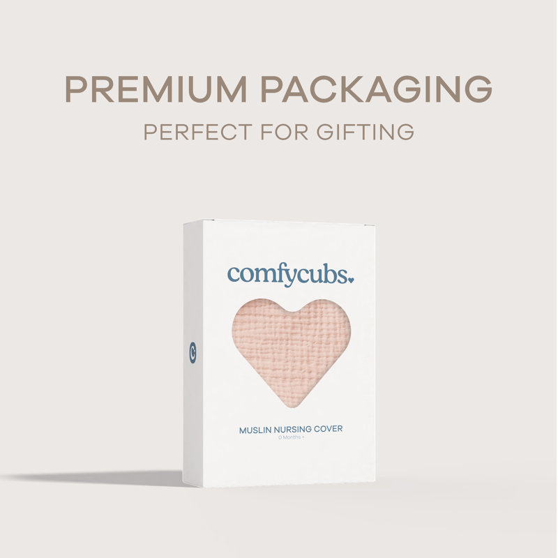 Comfy Cubs Breathable Nursing Cover - 100% Muslin Cotton with Rigid Hoop, Blush