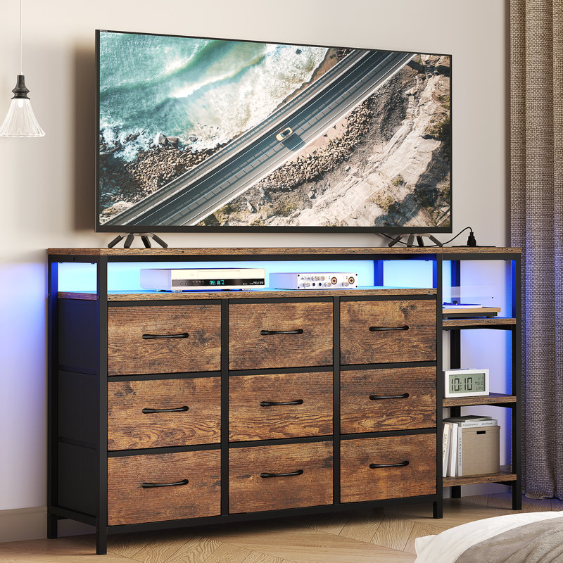 TV Stand for TVs up to 65", Black/Brown