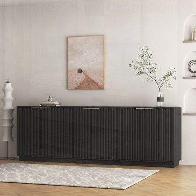 Modern Buffet Cabinet with Storage, Fluted Sideboard, Adjustable Shelves, and 6-Door Design, Perfect for Dining and Living Rooms.