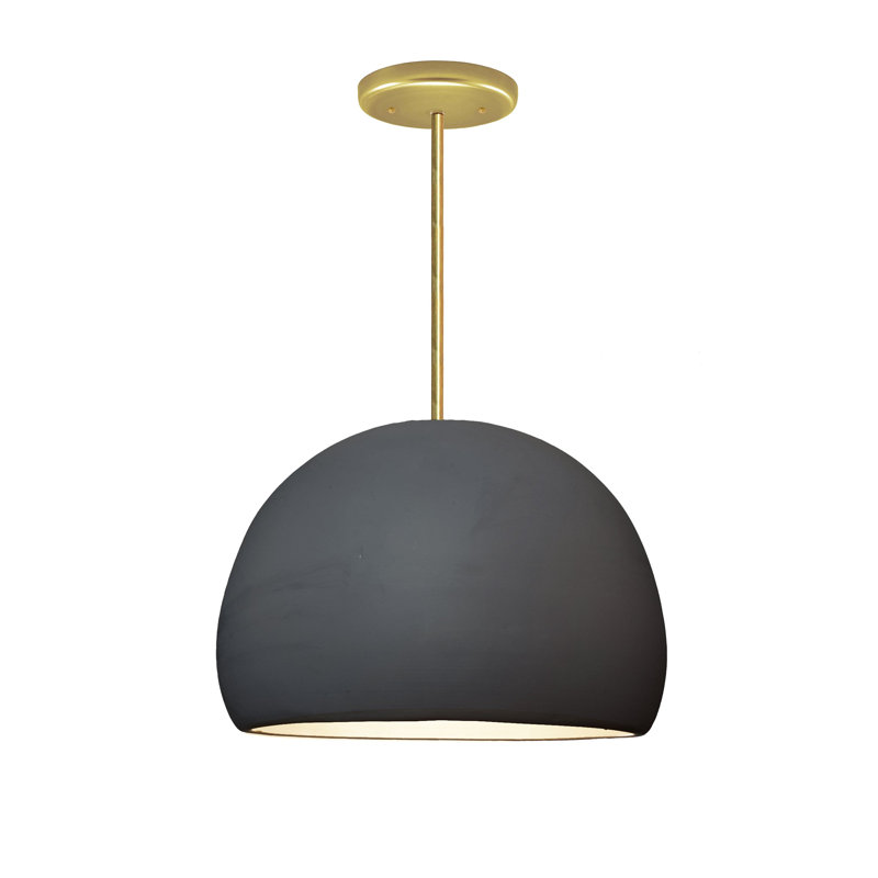 Luminaire suspendu 1 lumière, Noir mat, Laiton