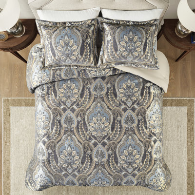 Collection d'édredon bleu / gris très grand - fermeture à glissière cachée, texture douce bleu gris, chenille, tissu importé
