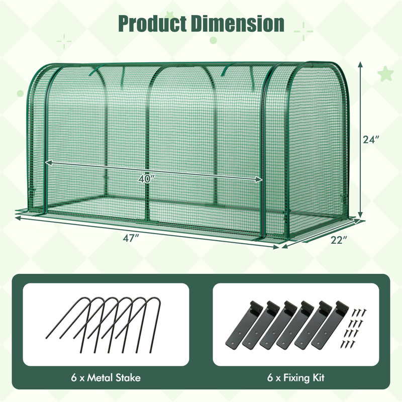 Mini serre intérieure portative 47 po x 22 po x 24 po, Vert