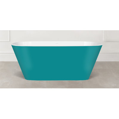 Painted Vetralla 58-3/4" X 29-2/8" Freestanding Soaking Bathtub In Volcanic Limestone With No Overflow Hole