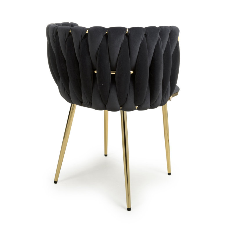 Aarnoud 48cm H Upholstered Side Chair, Black Velvet 