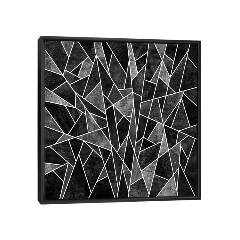 " Shattered Sammansatt (Black) " by Elisabeth Fredriksson, 18" H x 18" W x 1.5" D, Black Framed Canvas, No Mat