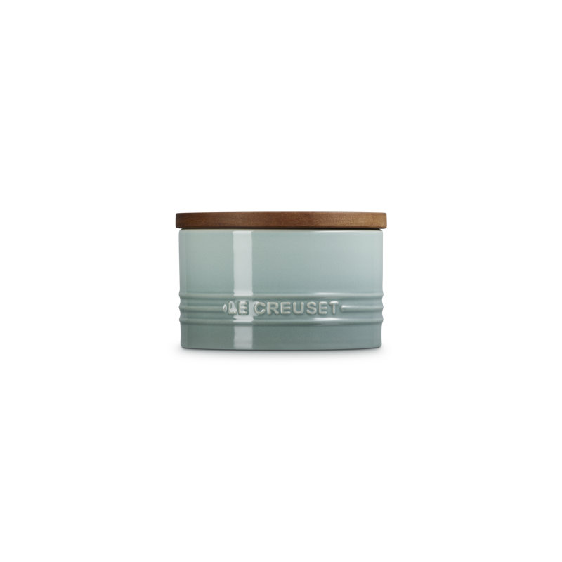 Le Creuset Stoneware Signature Canister With Wood Lid, 16 Oz., Cerise, Teal
