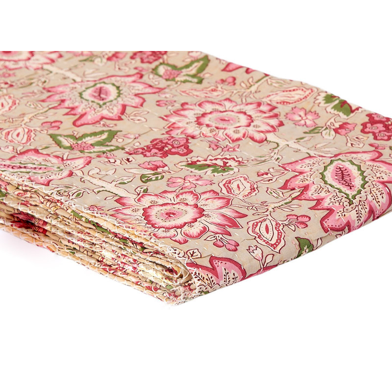 Kantha Quilted Throw Blanket