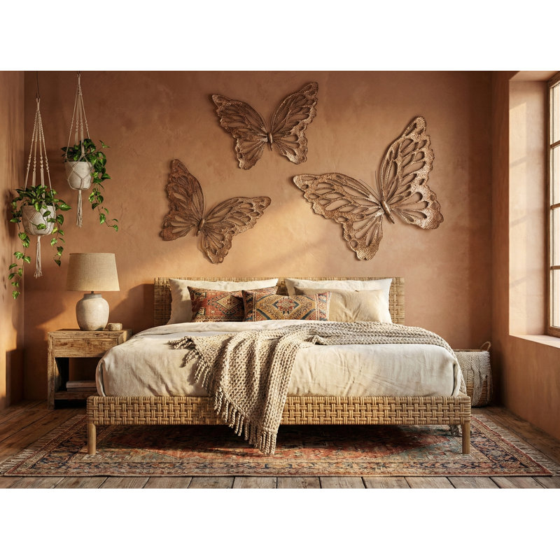 Butterfly Wall Art, Copper/Black, Metal, 30" H x 39" W x 1" D