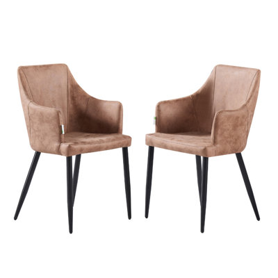 Lehmann Faux Leather Dining Chairs - Ergonomic back with Strong Metal Legs - Modern Armchair for Dining Room Living Room Restaurants