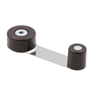 Door Stop Bumper with Door Retainer on Pivoting Arm, White Plastic and Metal Components, Easy Install w/Adhesive Backing, Fits 1-3/4 in. Thick Doors (Single Pack)