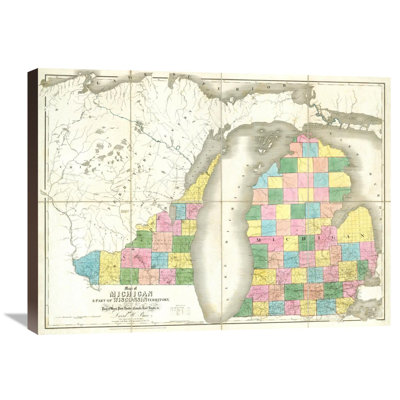 " Map of Michigan and Part of Wisconsin Territory, 1839 " Graphic Art Print