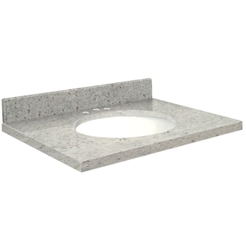 49'' Granite Single Bathroom Vanity Top with Sink, 8" Centerset, White, Giallo Parfait
