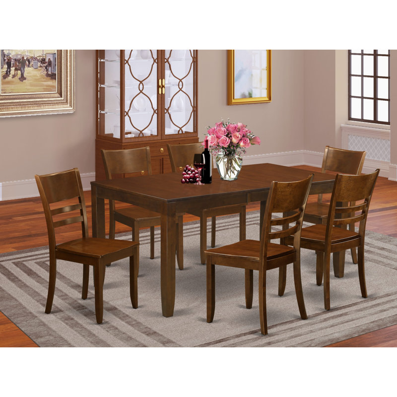 Ensemble de table et chaises de cuisine 7 pièces comprenant une table de salle à manger rectangulaire avec rallonge papillon et 6 chaises de salle à manger, 36 x 66 pouces, espresso