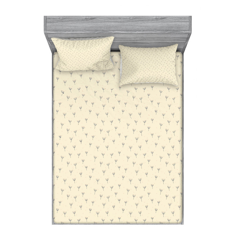 Microfiber Floral Sheet Set, Queen Sheet Set with Fitted Sheet