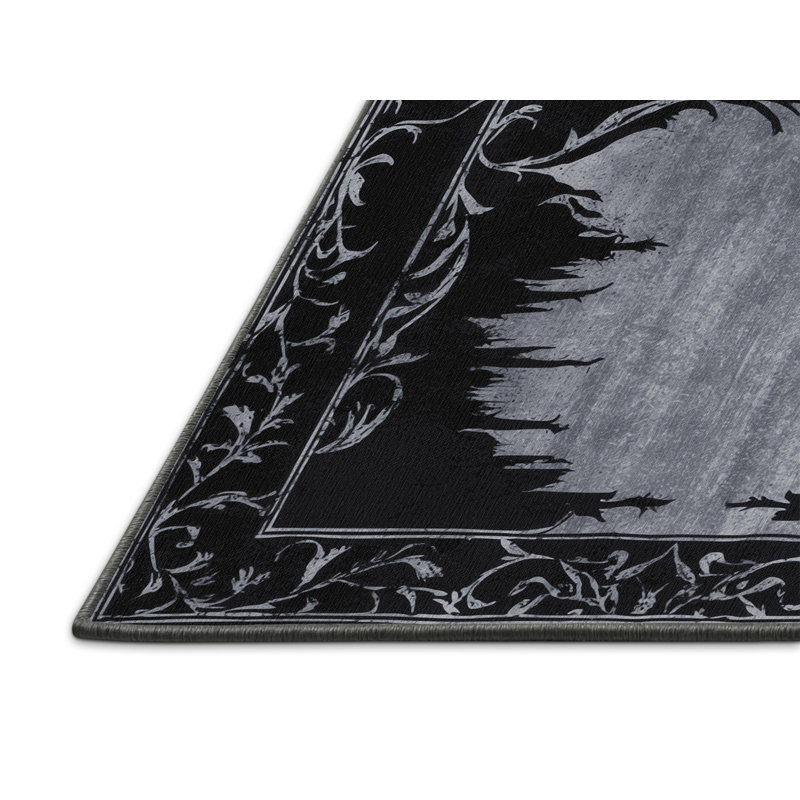 Tapis noir en bois de rose, Rectangulaire 2 pi x 3 pi