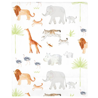 NoJo Watercolor Jungle Animals Cirencester Mini Fitted Crib Sheet