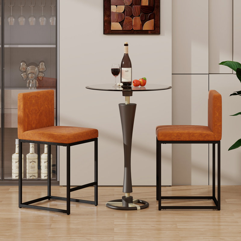 Modern Bar Stools With Back,Upholstered Counter Height Bar Stools Without Handlec Bar Chairs (Set Of 6)