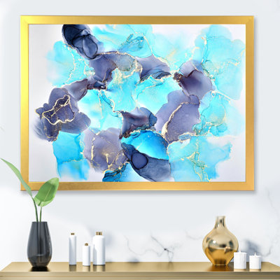 " Turquoise Luxury Abstract Fluid III " Painting Print